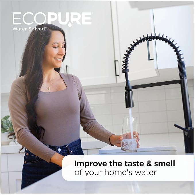 EcoPure EPW4F Premium Carbon FACT Universal Whole Home Filter – Fits Large Capacity Systems – NSF Certified – <1 Micron Filtration – Reduces Chlorine, Sediment, Sand & Dirt – 6-Month Life