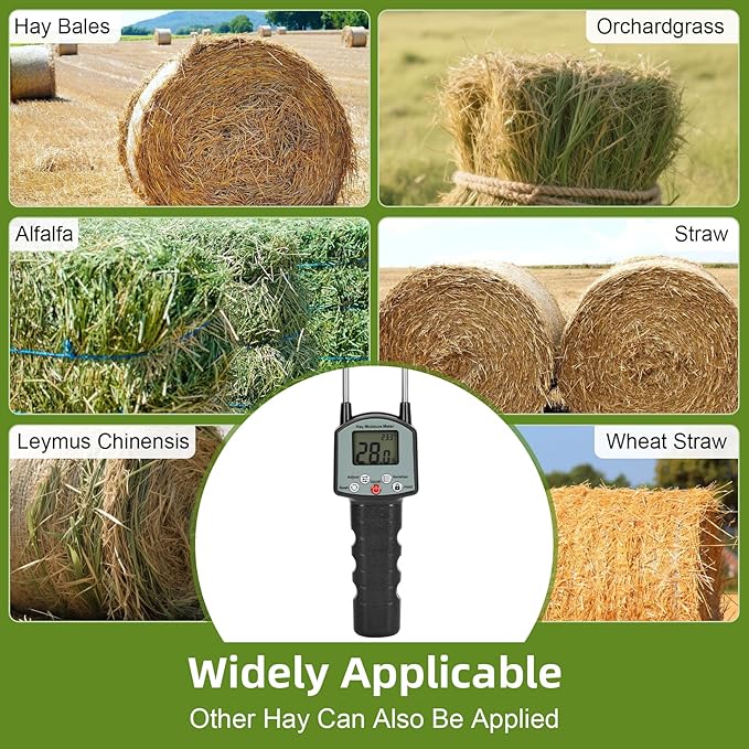𝙐𝙥𝙜𝙧𝙖𝙙𝙚 TK100H Hay Moisture Tester, Portable Accurate Hay Moisture Meter, Hay Moisture Tester Probe with Backlit Large Screen, Hay Tester Probe for Froage, Alfalfa Orchard Grass, Bales