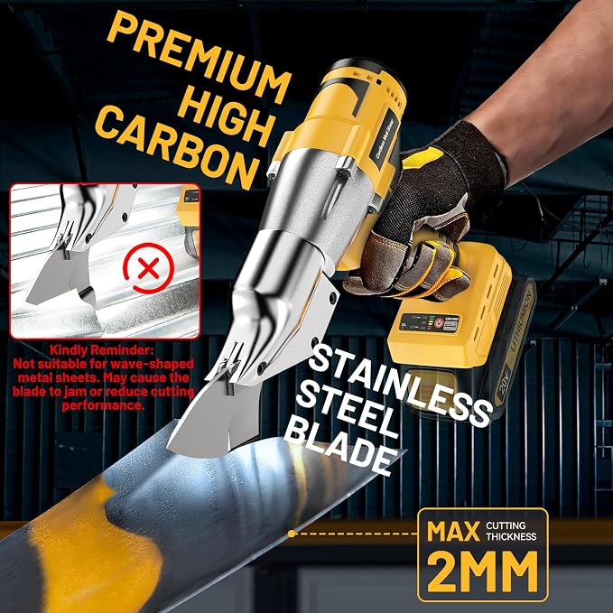 Cordless Sheet Cutter Compatible with DEWALT 20V Max Battery, Electric Metal Shears with 360° Pivoting Head, Max Torque 221 Ft-Lbs, Brushless Scissors for Stainless Steel, Metal, Iron (Tool Only)
