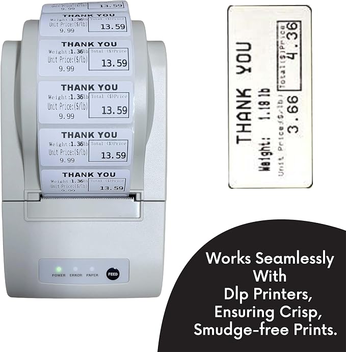Aquos CAS CL-8060 Printing Scale Label Rolls | Direct Thermal Labels on Thermal Paper | Label Roll with Strong Adhesive | Pre-Cut | Smudge-Free | Made in USA