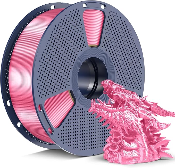 SUNLU Silk PLA+ Filament 1.75mm, Chrome Like Gloss Finish, Smooth Silk Texture, Upgraded Formula for Stable Printing, 1kg(2.2lbs) PLA Plus 3D Printer Filament, Pink