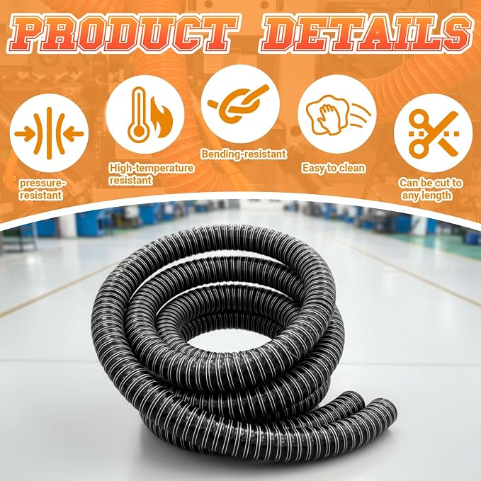 Pangda 3" x 10ft Air Duct Hose Cooling Air Ducting, Silicone Flexible Brake Induction Intake Pipe High Heat Brake Exhaust Hose for Dryer System (Black)