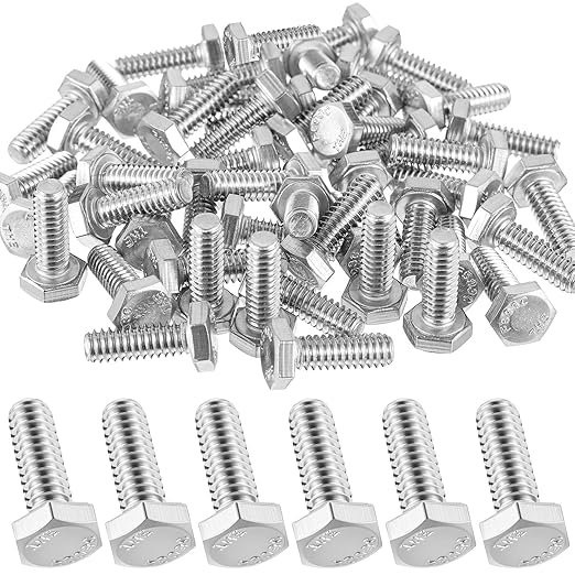Zonon 50 Pcs 1/2-13 x 3/4" Hex Head Screw Bolt 18-8 (304) Stainless Steel Hexagon Bolts, Fully Threaded, Plain Finish, External Hex Drive (Silver)