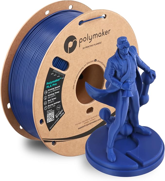 Polymaker PLA Pro 3D Printing Filament Blue 1.75mm 1KG, High-Impact Tough PLA, Fast Printing up to 300mm/s, High Speed New Formula, Easy to Print on Most FDM Printers, No Enclosure Required