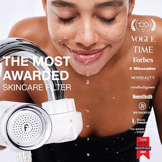 Filterbaby Skincare Filter 2.0, Bathroom Sink Filter Faucet for Skin Care | 99.9% Chlorine Removal - 0.000001 mm Carbon Fiber, Clinically Tested, Skin Hydration in 2 Weeks -(Pearlescent White)