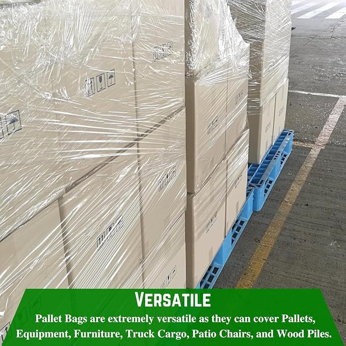 Farm Plastic Supply Pallet Covers - 3 Mil (55' x 53' x 75') - Heavy Duty Construction Grade Strength, Tear Resistant, Polyethylene Pallet Bags, Outdoor Protection, and Pallet Storage (Clear, 5 Pack)
