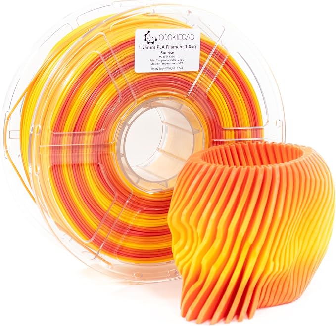 Cookiecad PLA Filament 1.75mm 1kg Rainbow Multicolor 3D Printer Filament - Sunrise PLA