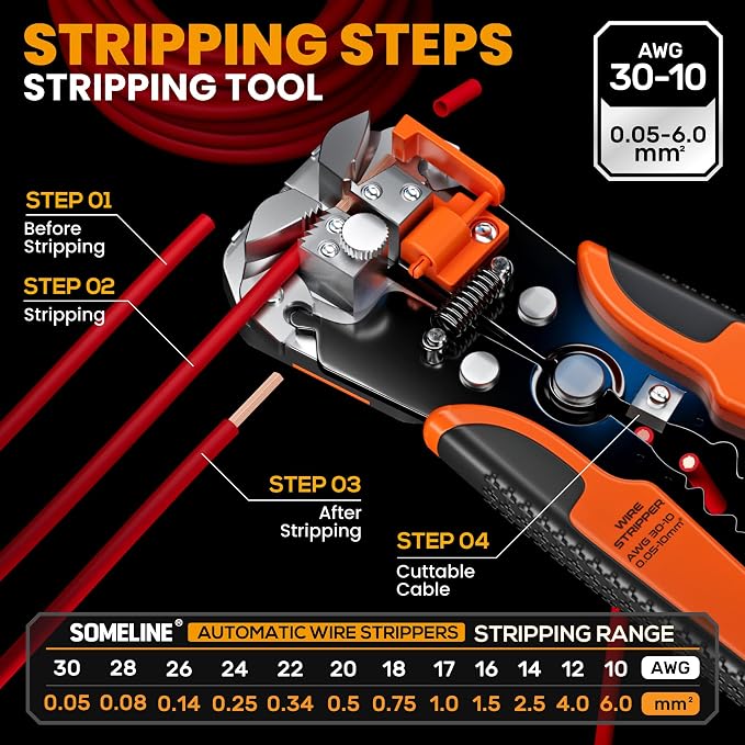 SOMELINE Wire Terminal Crimping Tool Kit, 22-10 AWG Ratcheting Crimper & Auto Stripper with 59-Style Electrical Connectors Assortment, Stackable Organizer for Automotive & Marine Wiring