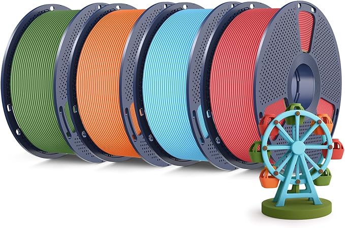 SUNLU High Speed Matte PLA 3D Printer Filament 4KG, 1KG Reusable Spool 4Packs