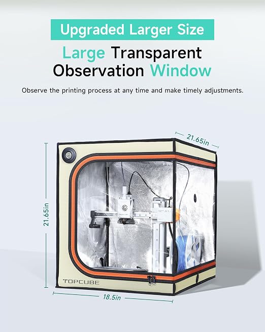 3D Printer Enclosure for Bambu Lab A1 mini, Large Transparent Window Enclosure with LED Light, Fireproof Dustproof Noise Reduction Constant Temperature 3D Printer Cover, 460x460x550MM,(Off White)
