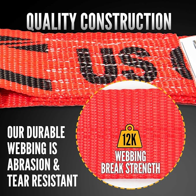 US Cargo Control J Hook Ratchet Straps 2 Inch x 18 Foot (12-Pack), 10,000 LBS Break Strength, Heavy Duty Ratchet Straps with Double J-Hooks, Red Tie Downs for Trucks, Trailers, Securing Cargo