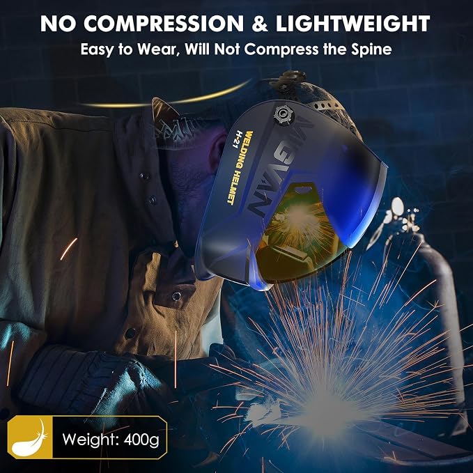 Welding Helmet Auto Darkening True Color Large Viewing, Welding Hood Solar/Rechargeable Battery Powered, Wide Shade 4/5-13 with 4 Arc Sensor, Optical Clarity Welding Mask for TIG MIG ARC Grind