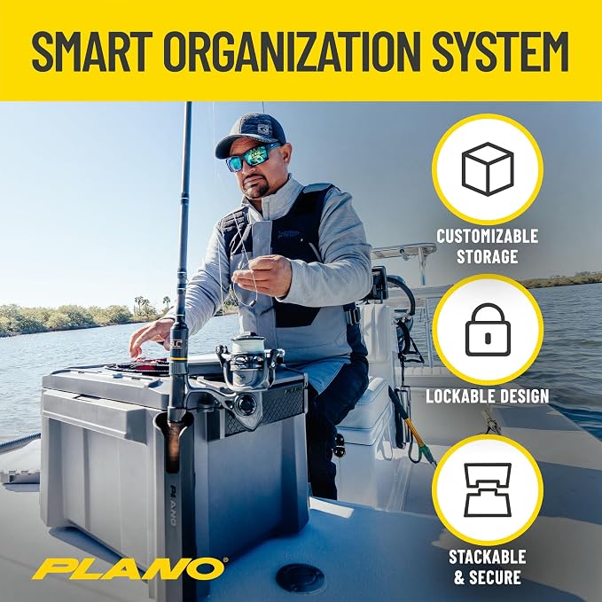Plano GoNow Box, Waterproof Gear Storage, Heavy-Duty Outdoor Utility Container with Tray and Dividers for Tools and Accessories, Small, Charcoal