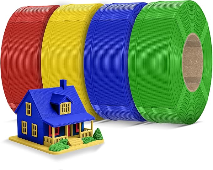 Inslogic Pre-Dried 4kg PLA Pro Filament Refill Bundle, Strong & Tough PLA Pro 3D Printer Filament Refill, Compatible with Sunlu & Bambu Reusable Spool, 4×1kg Refill (Red+Yellow+Blue+Green)