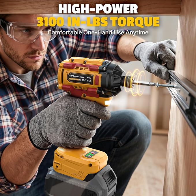 Cordless Brushless Drill Driver and Impact Driver Combo Kit Compatible with DeWalt 20V Battery(Tool Only), DIYtoolifz Brushless Power Tool Combo Set, High Torque, Compact Lightweight, 9 Bits