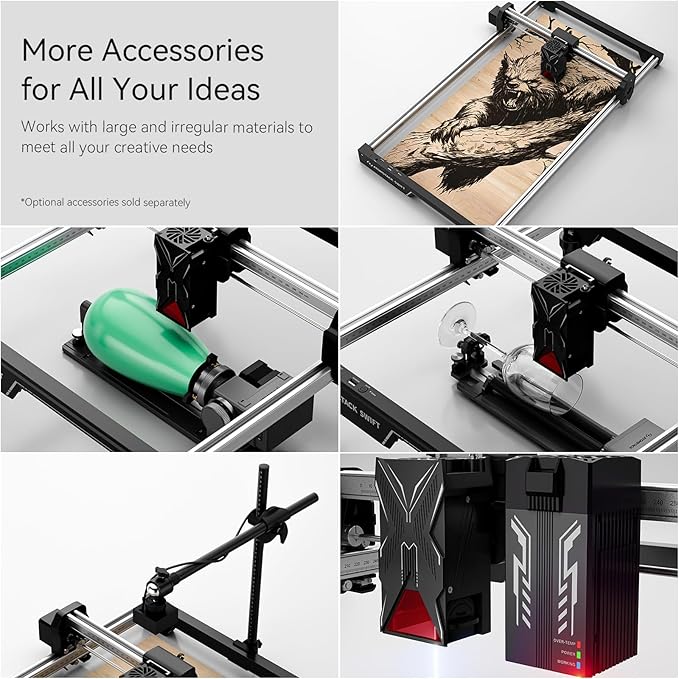 ATOMSTACK Swift 7W Laser Engraver and Cutter, 0.06mm High Accuracy Laser Engraving Machine for Wood and Metal, Dark Acrylic, Glass & Leather, DIY Laser Cutter with Eye Protection(Black)