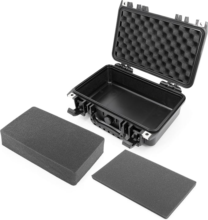CASEMATIX 12" Waterproof Hard Case with Customizable Foam for Portable Electronics, Tools and Accessories - Hard Shell Plastic Case with Pre-Diced Travel Case Foam Interior