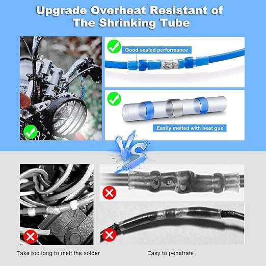 Kuject 420PCS Solder Seal Wire Connectors, Self-Solder Heat Shrink Butt Connector Sleeve Waterproof Insulated Electrical Butt Splice Wire Terminals for Marine Automotive Boat Wire Joint