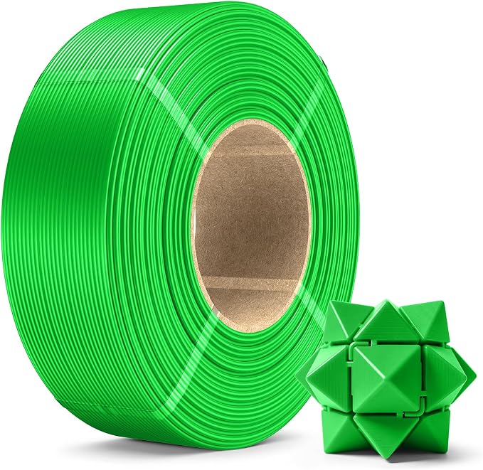 SUNLU PLA+2.0 3D Printer Filament Refill 1.75mm, 1KG Green | High Toughness PLA+ Filament, No Spool Refill for Reusable Spools, Compatible with Bambu Lab 3D Printers, Green