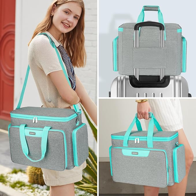 Sewing Machine Carrying Case Bag Compatible with Most Standard Singer,Brother,Janome with Multiple Storage Pockets,Travel Tote Bag with Shoulder Strap for Sewing Machine and Supplies(Grey/Green)