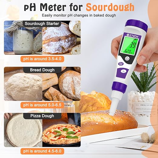 Food pH Meter, Digital pH Meter for Food Fermentation Canning Cooking, Smart Sourdough pH Tester for Bread Cheese Sauces, Measure pH in Water, Brewing, Meat, Sausages, Pickles, Sushi Rice