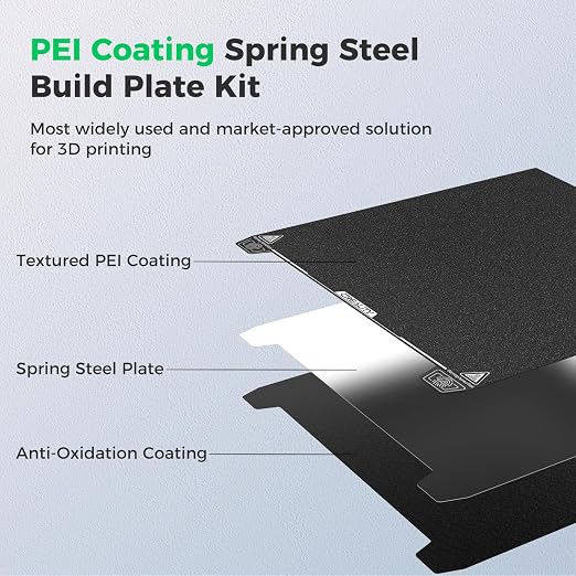 Creality K2 Plus Build Plate 370x370mm Textured PEI Sheet Spring Steel Magnetic K2 Plus Bed Plate Original Build Plate for Creality K2 Plus