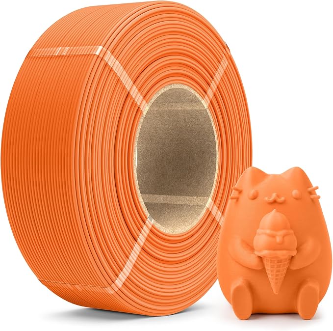 SUNLU Matte PLA Filament Refill 1.75mm 1KG, 3D Printer Filament PLA Refill, No-Spool PLA Matte Filament for Reusable Spools Compatible with Bambu Labs Filament, 1KG/Roll Sunny Orange