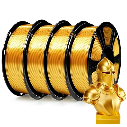 GEEETECH 4KG Silk Gold PLA Filament 1.75mm, 3D Printer Shiny Silk Filament,1kg Spool (2.2lbs), Dimensional Accuracy +/- 0.02mm, Fit Most FDM Printer (Silk Gold)