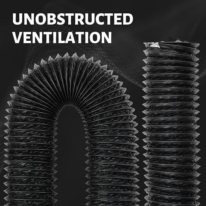 Zonon Dryer Vent Hose 5 Inch X 32 Feet Flexible Aluminum Foil Ducting Non Insulated with Stainless Steel Clamps and Aluminum Tape for Pipe, HVAC Heating Cooling Ventilation and Exhaust(Black)