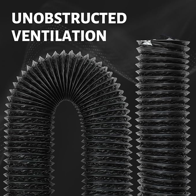 Zonon Dryer Vent Hose 3 Inch X 25 Feet Flexible Aluminum Foil Ducting Non Insulated with Stainless Steel Clamps and Aluminum Tape for Pipe, HVAC Heating Cooling Ventilation and Exhaust(Black)