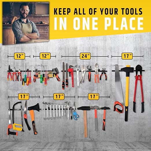 HMmagnets 24" Heavy-Duty Magnetic Tool Holder (Upgraded Version) - Extremely Powerful Magnetic Pull Force to Hold Heavy Tools - Professional Space-Saving Magnetic Bar - Tool Organizer Rack/Strip
