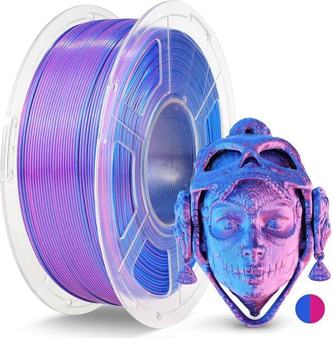 JAYO Silk Dual Color PLA Filament 1.75mm Blue-Red 1.1kg, Shiny Gradient Dual-Tone PLA, High Gloss Finish, Easy to Print, Layer Concealing, Fits for Most FDM 3D Printers