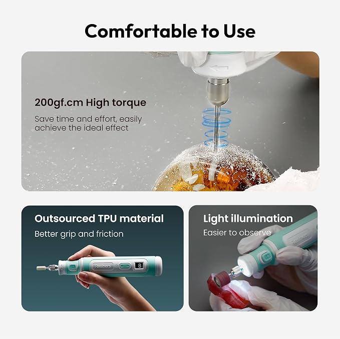 Resiners Cordless Rotary Tool Kit, Resin Drill & Polishing Kit, 8-Speed Adjustable, Type-C Charging, 52pcs Electric Jewelry Making Kit for Drilling, Polishing, Sanding, Grinding DIY Crafts