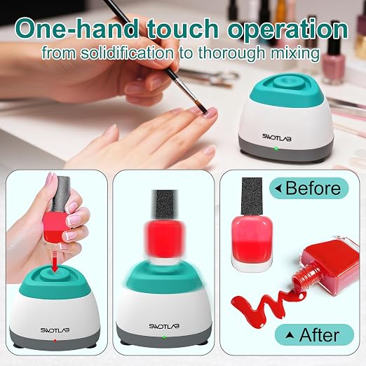 Mini Vortex Mixer 3500RPM, Touch Nail Polish Shaker Lash Glue Shaker, Lab Paint Shaker for Tattoo Ink Acrylic Paint Test Tubes, DC Brushless Motor, 3s Mix, Silicone Cap (Green)