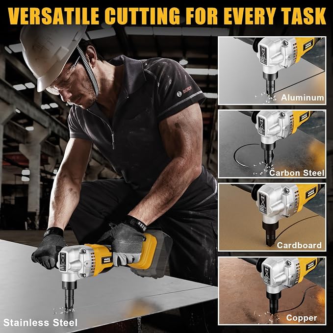 MtiolHig Cordless Metal Nibbler Compatible with DeWalt 20V Battery,18-Gauge Electric Nibbler with Assist Handle & 2 Blades, 1900RPM Brushless Metal Cutter for Stainless Steel, Aluminum(Tool Only)