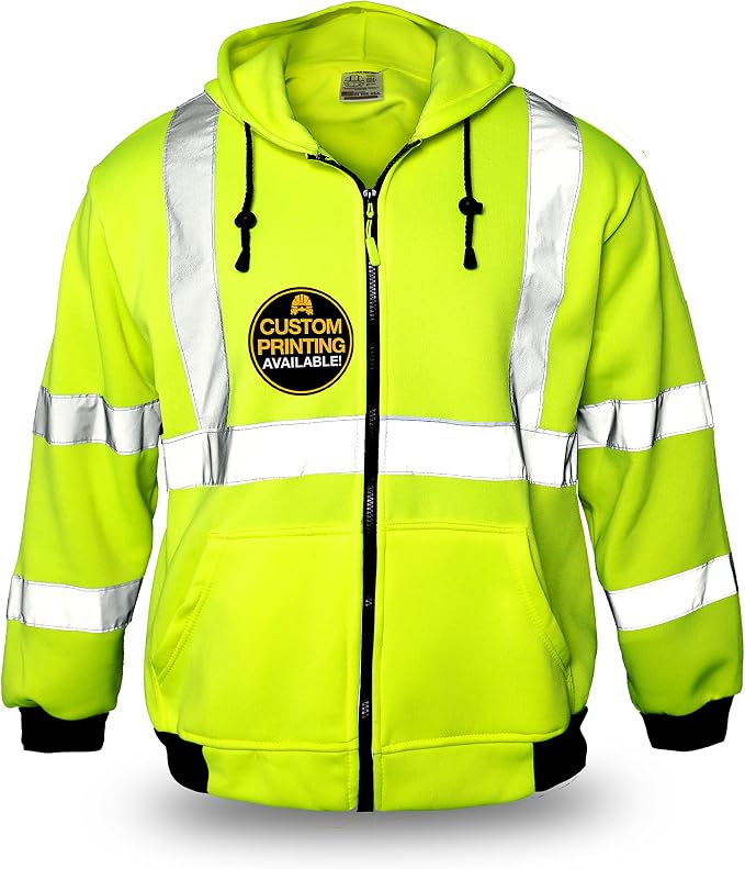 KwikSafety - Charlotte, NC - Men's Fleece Safety Hoodie | PPE Hi Vis Lightweight Reflective Jacket