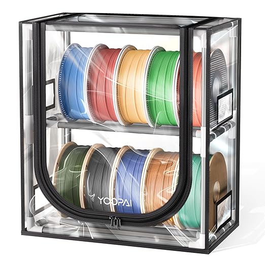 YOOPAI 3D Printer Filament Storage Box – 2 Tier Filament Storage Rack with Transparent Cover, Holds Up to 12 Rolls 1KG – 3D Filament Storage Organizer for Home, Workshop & Studio