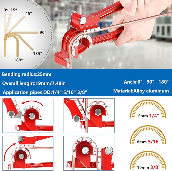 smseace 112Pack 3/16 Inch Brake Line Flaring Tool Kit Include 25 FT Copper-Plated Brake Line Kit with 94pcs Fittings,8pcs Union,Tubing Bender,Double & Single Flare Tool,Cutter