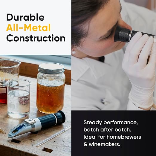 58–90% Brix Handheld Analog Refractometer, Durable All Metal Ultra High Range Brix Meter for Honey, Candy Syrups, Concentrates and Sugar Production Measurement