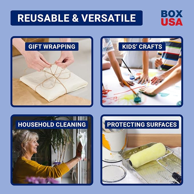 BOX USA Packing Paper Sheets 20 x 15 (2400 Sheets, 50 lb) - Newsprint Paper for Shipping, Storage and Moving Supplies, White
