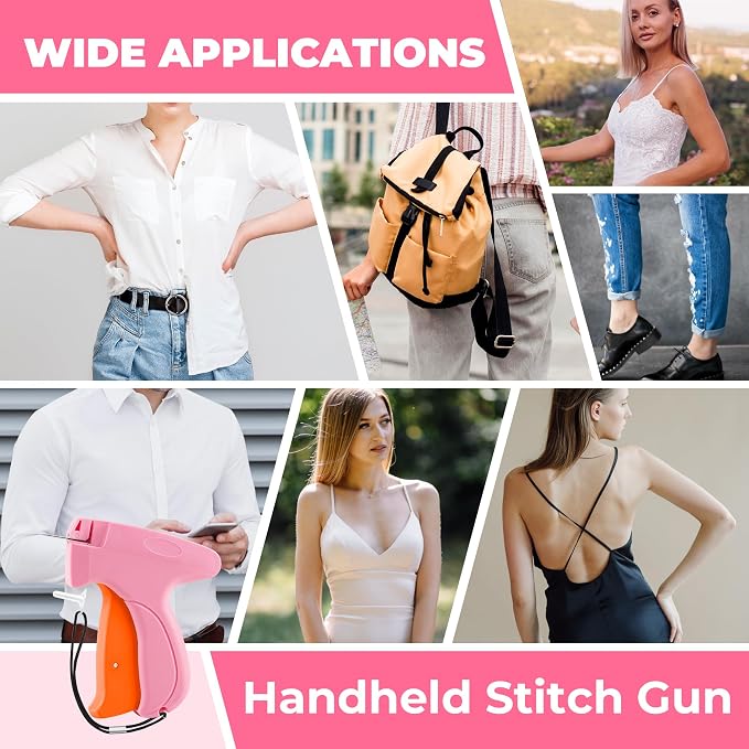 Stitch Gun for Clothes - Handheld Stitch Gun Quick Clothing Fixer - Tagging Gun - Includes 6 Needle, 1000 Black Fasteners & 1001 White Fasteners