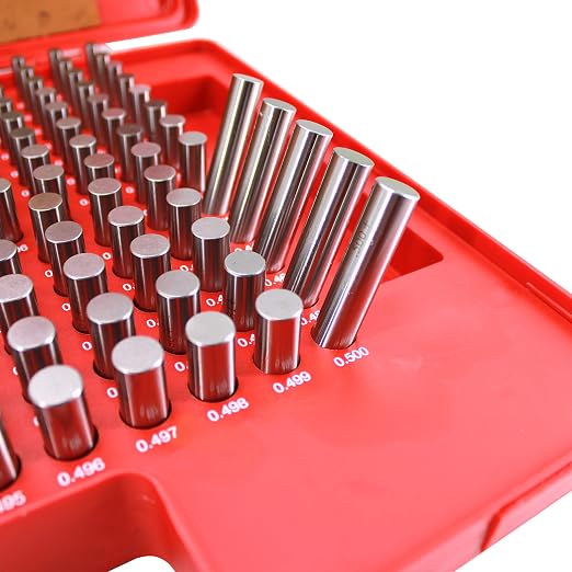 HFS(R) Pin Gage Set M2 Plus Steel Gauge with Storage Case for Carpenters and Home Improvement 250 PCS 0.251-0.500"