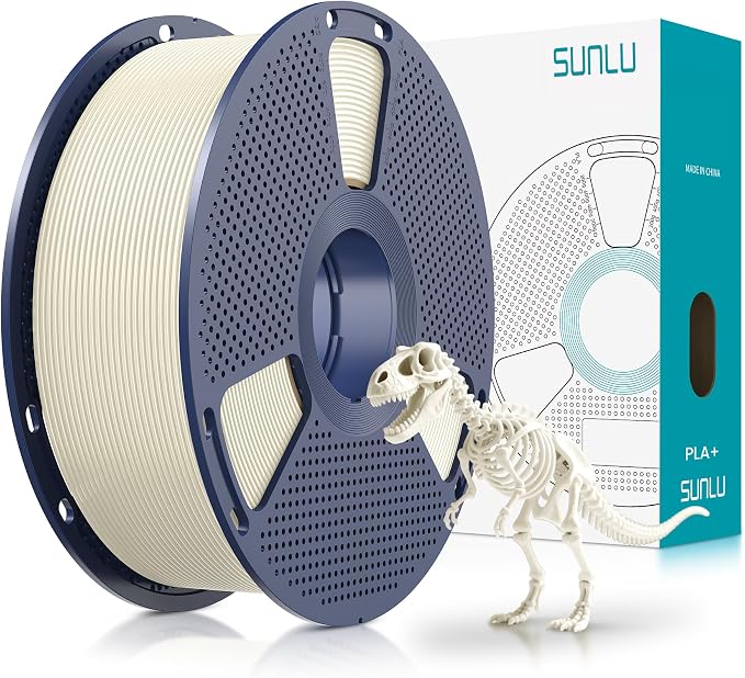 SUNLU 3D Printer Filament PLA Plus 1.75mm, SUNLU Neatly Wound PLA Filament 1.75mm PRO, PLA+ Filament for Most FDM 3D Printer, Dimensional Accuracy +/- 0.02 mm, 1 kg Spool(2.2lbs), Bone White