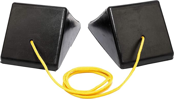 MaxxHaul 50012 Rubber Wheel Chock with Rope - 8" x 5" x 4", 2 Count (Pack of 4)