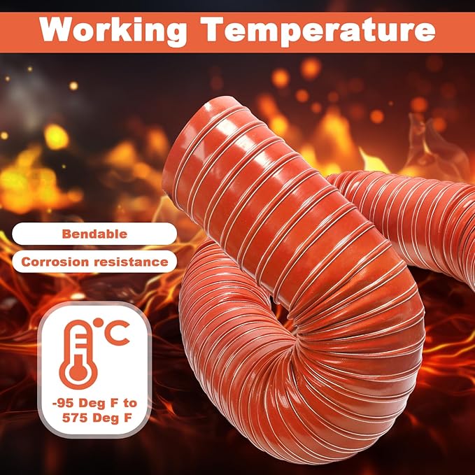 NOWBALL 2.5in Automotive Air Duct Hose, Length 3 Meter-10ft, 2.5" Silicone Flexible Cooling Ducting, 63mm High Heat Brake Exhaust Hose for Car, Garage, Dryer Air System