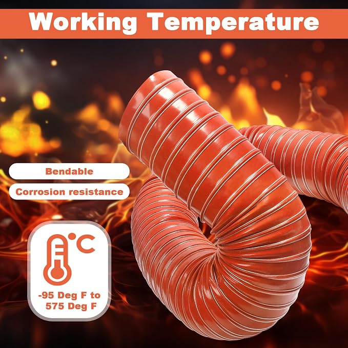 NOWBALL 4in Automotive Air Duct Hose, Length 2 Meter-6.6ft, 4" Silicone Flexible Cooling Ducting, 101mm High Heat Brake Exhaust Hose for Car, Garage, Dryer Air System