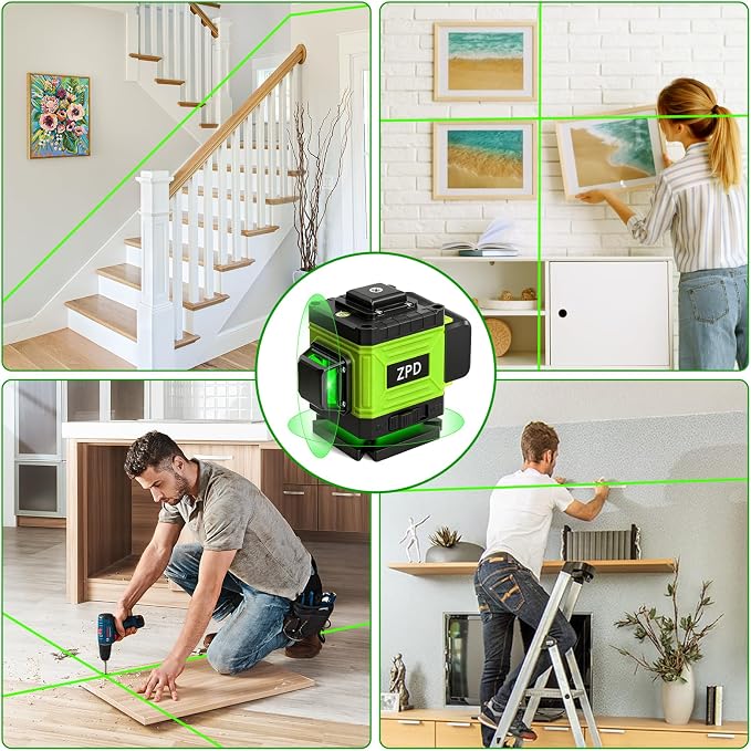 Laser Level - 360 Laser Level Self Leveling Green Lazer Leveler 360 Self Leveling for Construction, Tile, Home Renovation, Picture Hanging, green 2D laser level