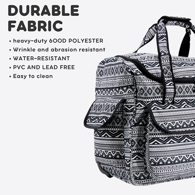 J World Donna Rolling Tote Bag on Wheels for Women. Roller Laptop Briefcase. Overnight Weekender Teachers Work, Tribal