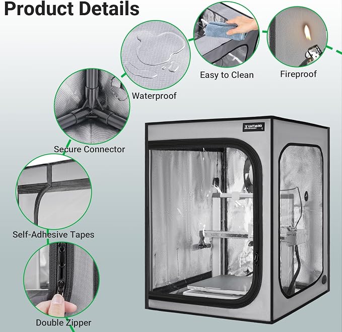 Upgrade 3D Printer Enclosure with Ventilation Kit for Bambu lab A1/A1 Mini Combo,Fireproof&Dustproof Constant Temperature 3D Printer Cover with AMS LED Light-520*600*700mm-NOT For AMS lite Top-mount