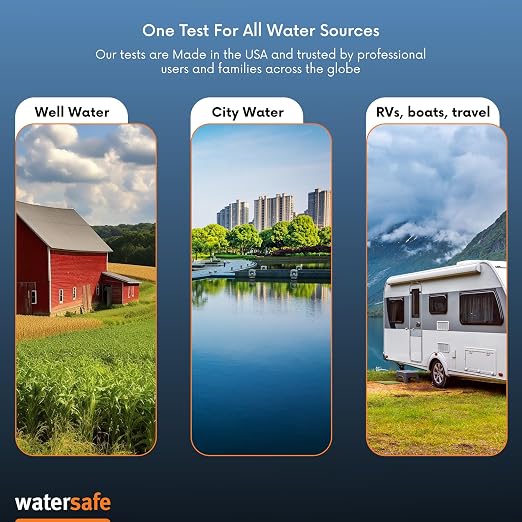 Watersafe® The Original Water Testing Kit for Drinking Water, Well and Tap Water, Sensitive Lead in Water Test, Bacteria, Hardness, pH, Nitrates, Easy Instructions, Lab-Accurate Results, 2 Pack